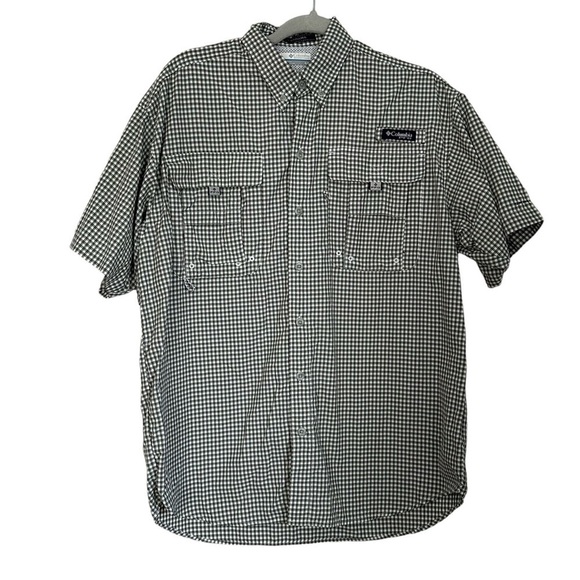 Columbia Shirt Super Bahama Performance Fishing Gear Green Gingham Size S/P - Picture 1 of 9